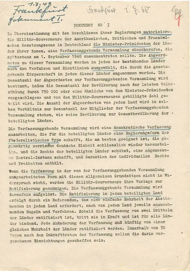 Typed historical document with annotations