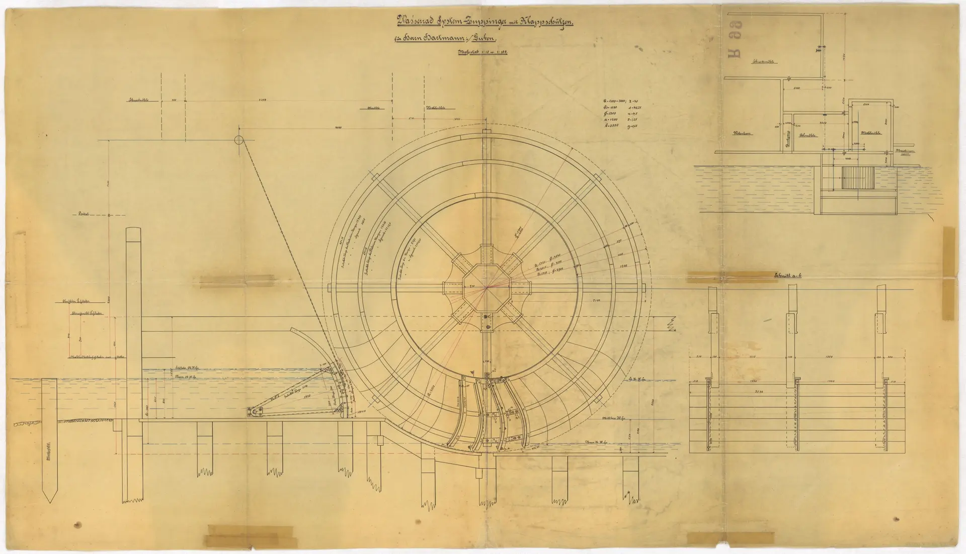 Technical drawing – water wheel